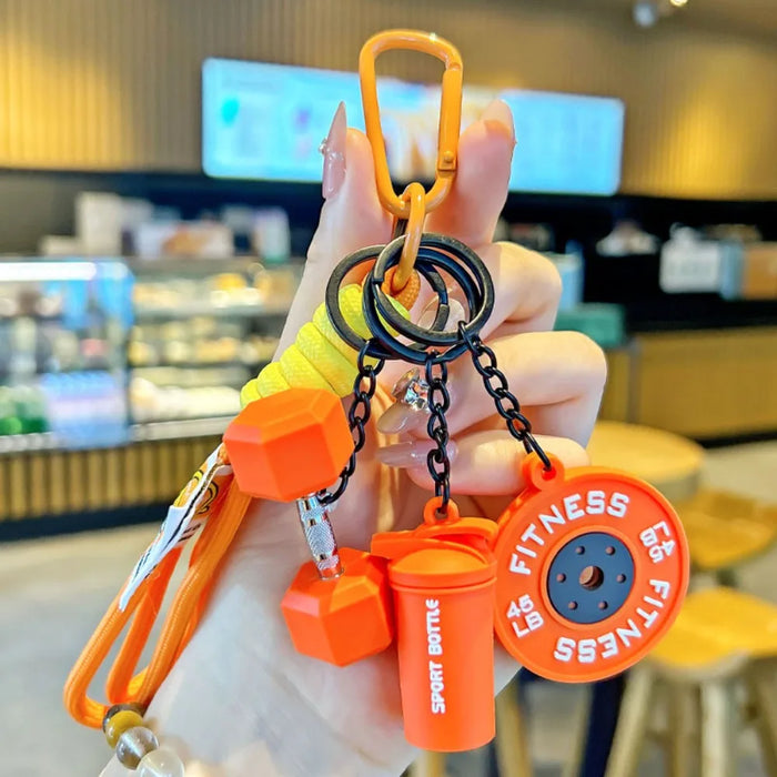 Barbell Charm Gym Keychain