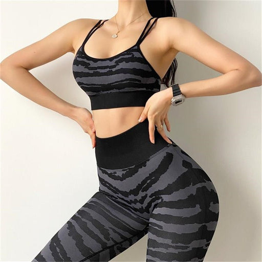 Women Camo/tiger stripe Workout Scrunch Butt Leggings Seamless