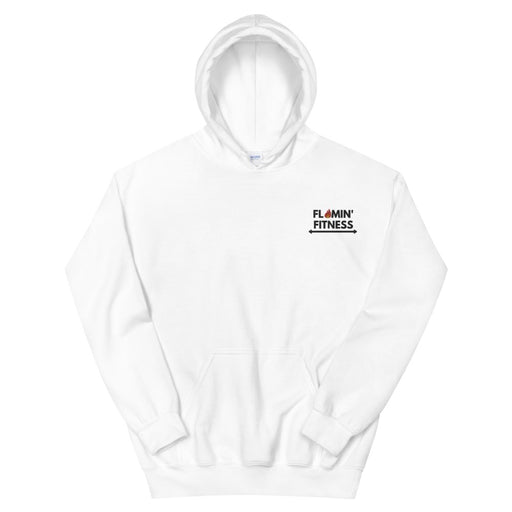 White Embroidered Logo Hoodie - Flamin' Fitness